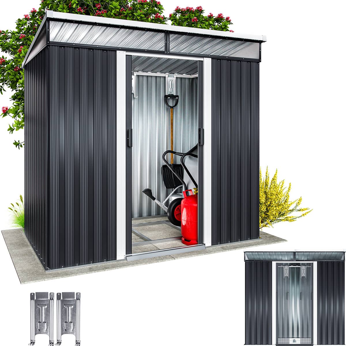 foto del prodotto casetta da giardino antracite metallo 200x125x180cm