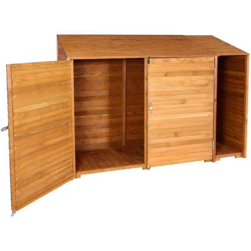 foto del prodotto casetta da giardino armadio porta attrezzi portabici portaoggetti vario in legno tinto 180x250x93 cm colore naturale 040005740