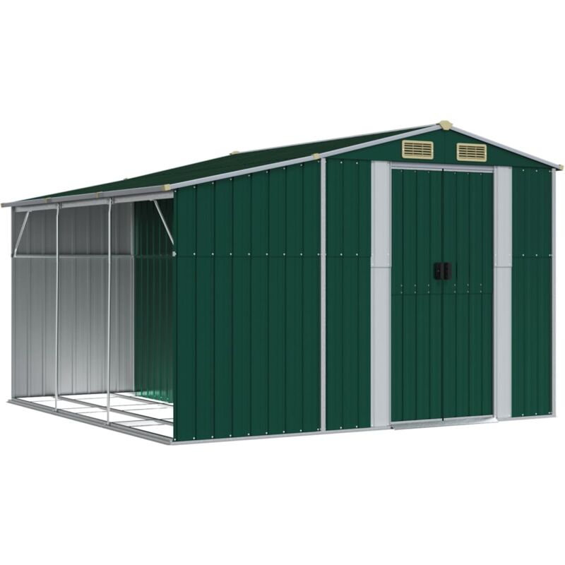 foto del prodotto casetta da giardino capannone per cabina capannone per la casa capannone per attrezzi da esterno robusto 277 x 279 x 179 cm verde acciaio zincato