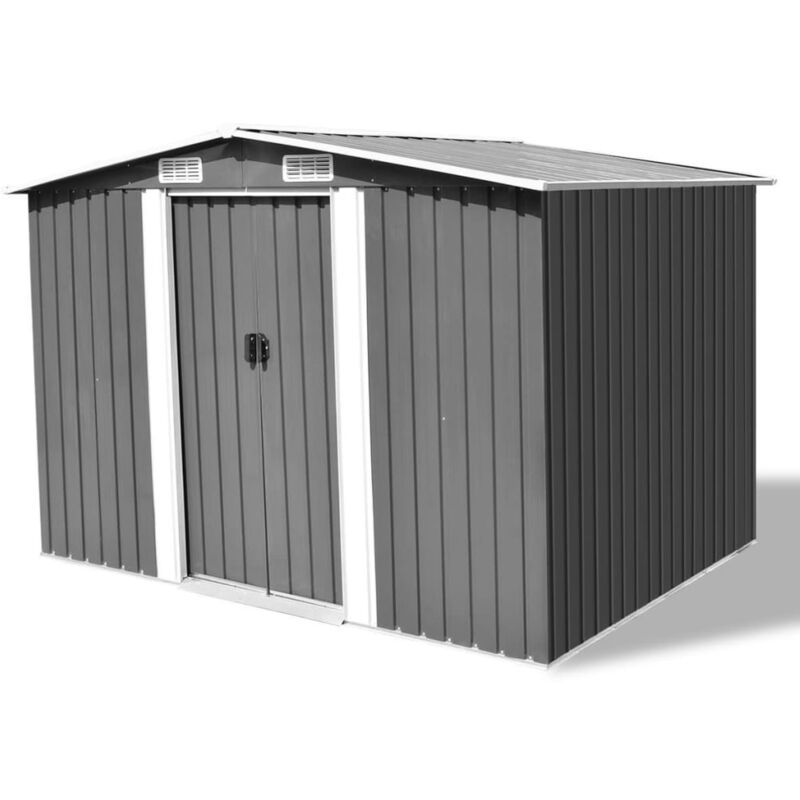 foto del prodotto casetta da giardino capannone per cabina capannone per la casa capannone per esterni capannone per attrezzi robusto metallo 257 x 205 x 178 cm grigio