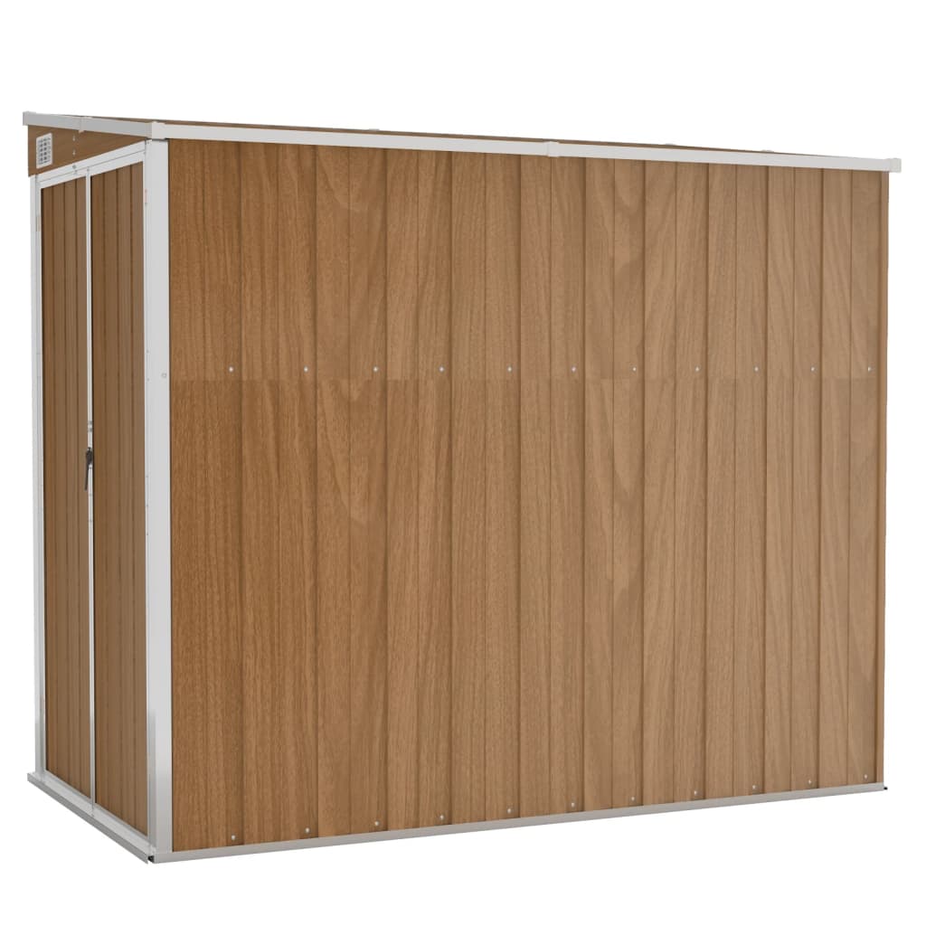 foto del prodotto casetta da giardino capannone per cabina capannone per la casa capannone per esterni capannone per attrezzi robusto montaggio a parete 118 x 194 x 178 cm acciaio zincato marrone 02 0022335
