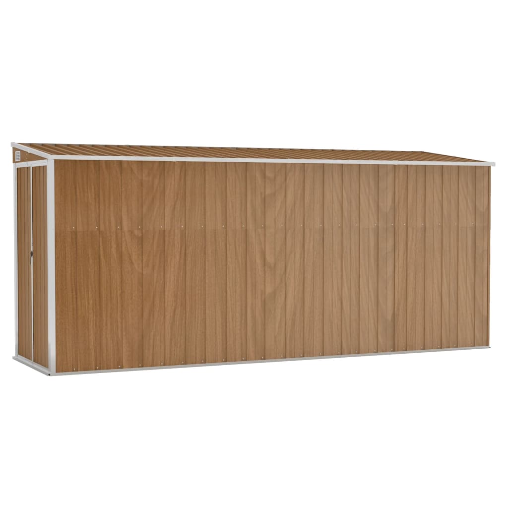 foto del prodotto casetta da giardino capannone per cabina capannone per la casa capannone per esterni capannone per attrezzi robusto montaggio a parete 118 x 382 x 178 cm acciaio zincato marrone 02 0022337