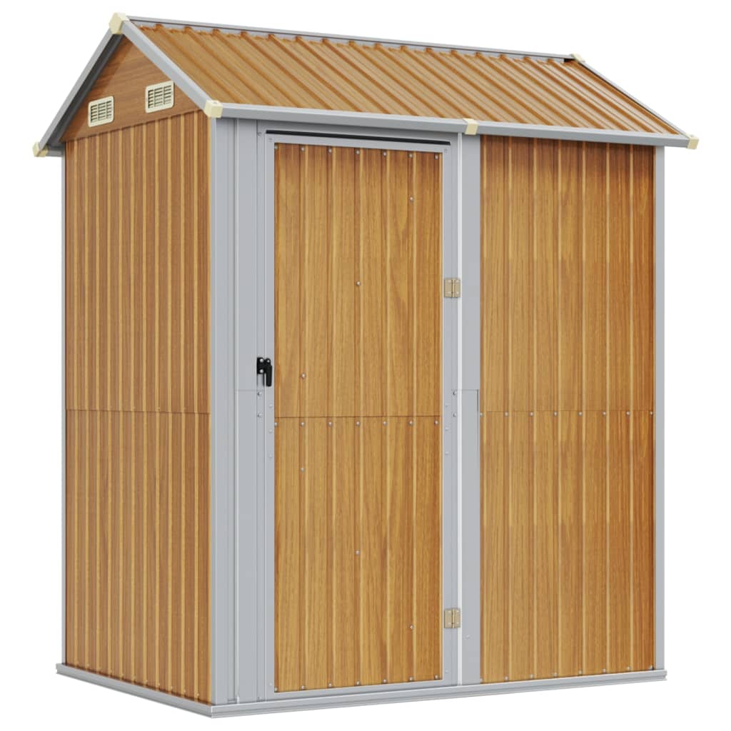 foto del prodotto casetta da giardino capannone per cabina capannone per la casa capannone per esterni capannone per attrezzi robusto trasparente 192 x 152,5 x 237 cm acciaio zincato marrone 02 0022301