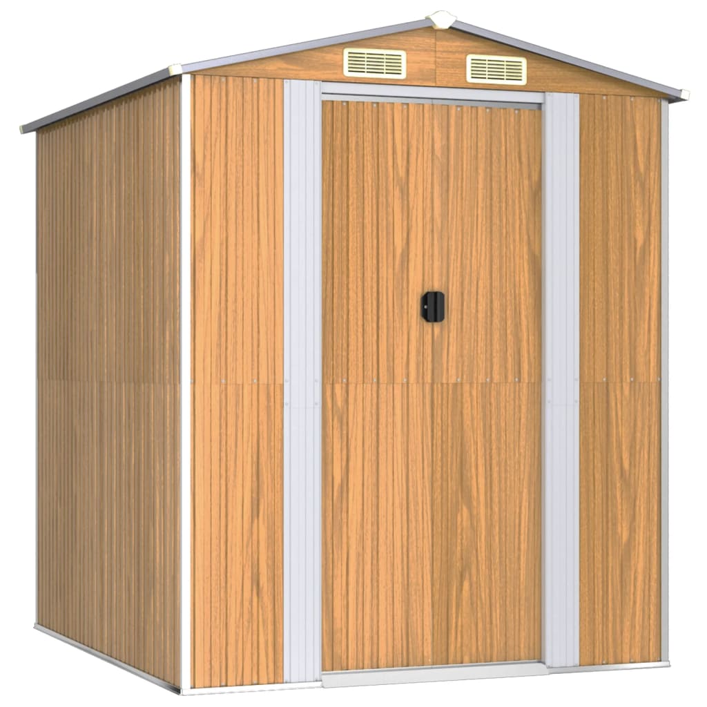 foto del prodotto casetta da giardino capannone per cabina capannone per la casa capannone per esterni capannone per attrezzi robusto trasparente 192 x 191 x 223 cm acciaio zincato marrone 02 0022302