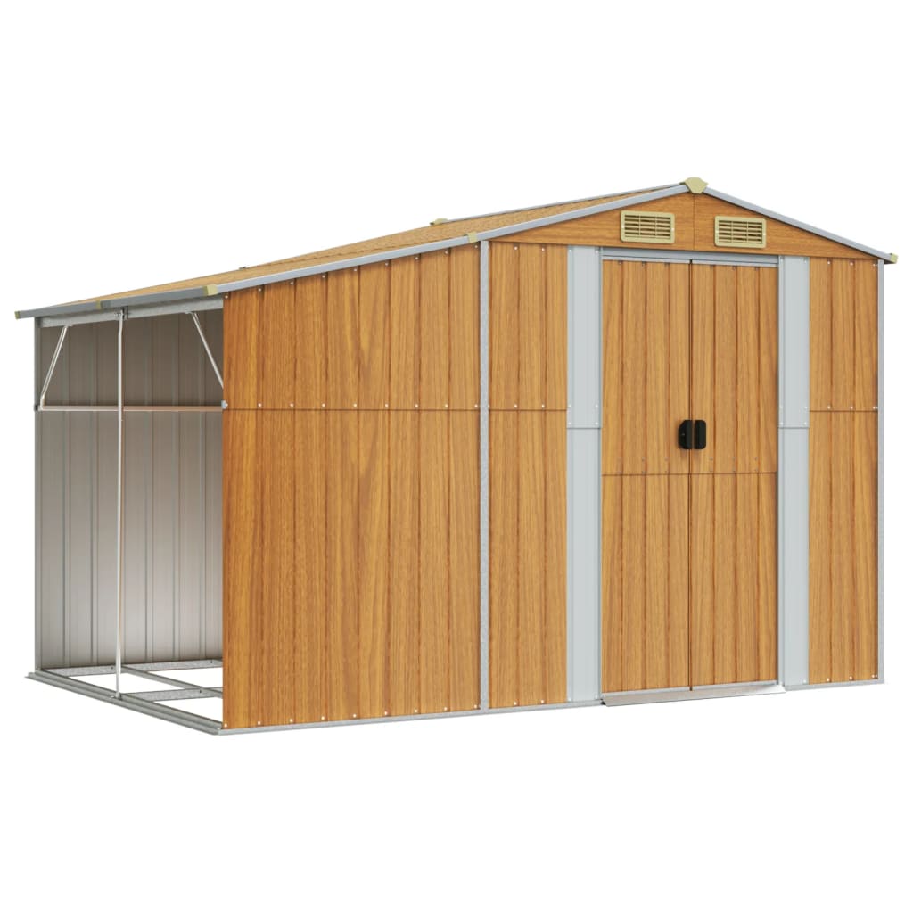 foto del prodotto casetta da giardino capannone per cabina capannone per la casa capannone per esterni capannone per attrezzi robusto trasparente 277 x 192,5 x 179 cm acciaio zincato marrone 02 0022312