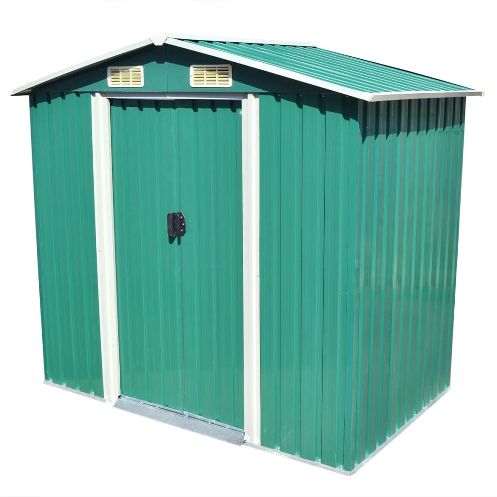foto del prodotto casetta da giardino capannone per cabina capannone per la casa capannone per esterni casetta per attrezzi robusto metallo 204 x 132 x 186 cm verde 02 0022390