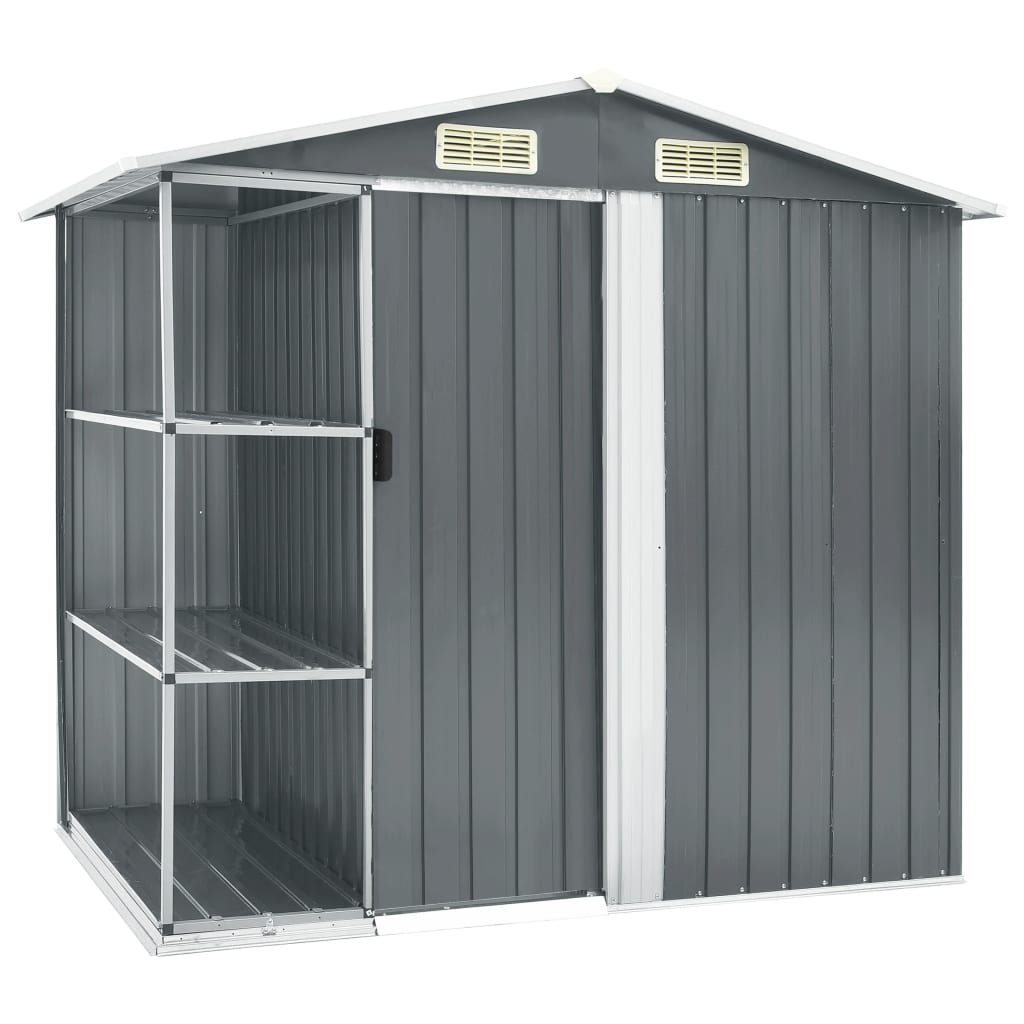 foto del prodotto casetta da giardino casetta per cabina capanno per la casa casetta per esterni casetta per attrezzi robusti con ripiano 205 x 130 x 183 cm ferro grigio 02 0022223