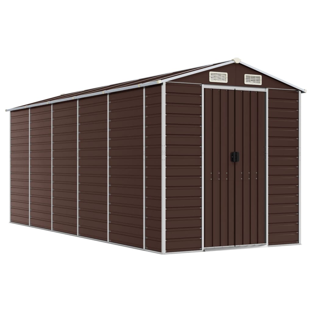foto del prodotto casetta da giardino casetta per cabine casetta per riporre gli attrezzi casetta per esterni robusta 191 x 470 x 198 cm acciaio zincato marrone 02 0022272
