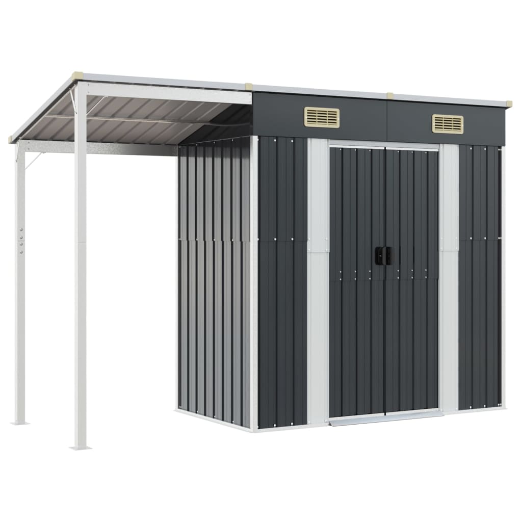 foto del prodotto casetta da giardino casetta per cabine casetta per riporre gli oggetti casetta per esterni robusta casetta per attrezzi con tetto esteso 277 x 110,5 x 181 cm antracite 02 0022217