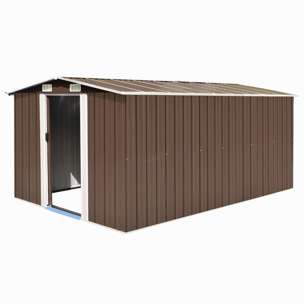 foto del prodotto casetta da giardino casetta per cabine ripostiglio casetta per la casa casetta per attrezzi da esterno robusta 257 x 392 x 181 cm marrone metallo 02 0022168