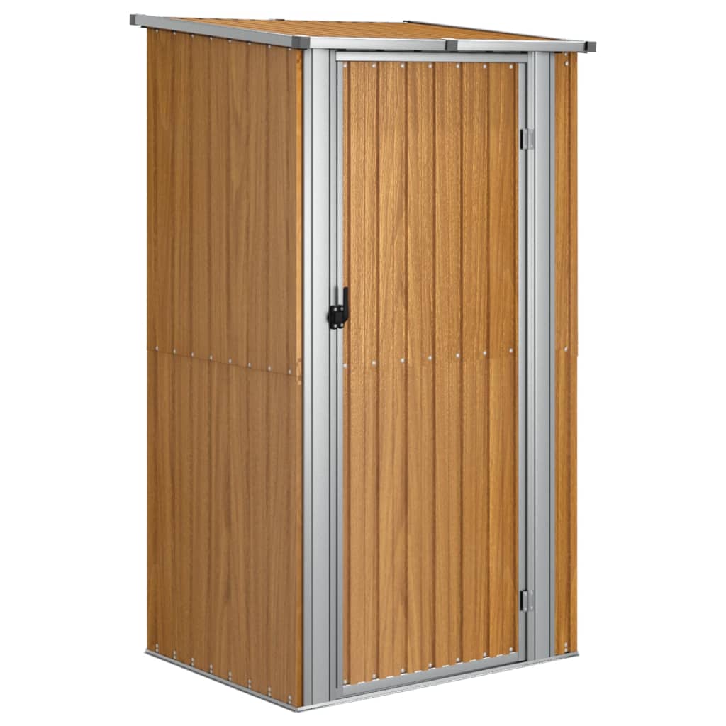foto del prodotto casetta da giardino casetta per capanni casetta per riporre gli attrezzi casetta per esterni robusta 118,5 x 97 x 209,5 cm acciaio zincato marrone