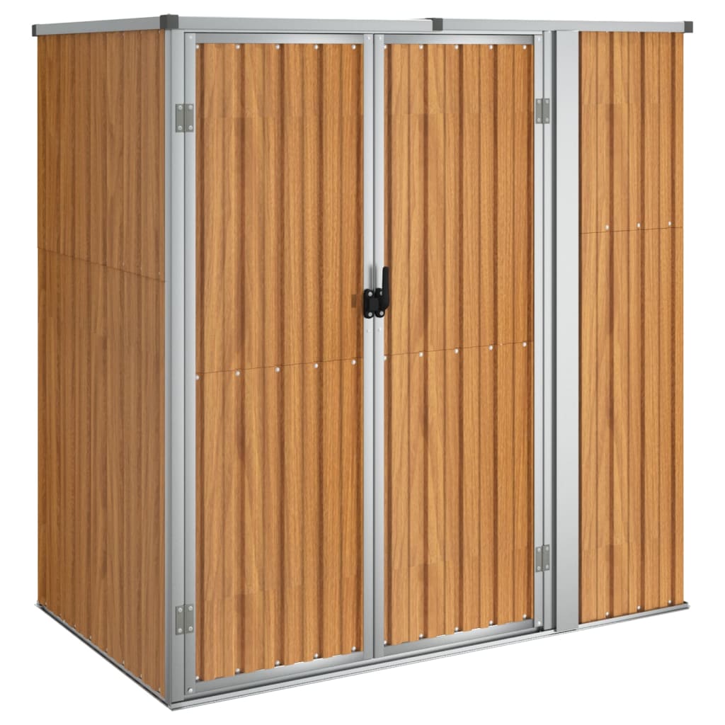 foto del prodotto casetta da giardino casetta per capanni casetta per riporre gli attrezzi casetta per esterni robusta 161 x 89 x 161 cm acciaio zincato marrone 02 0022421