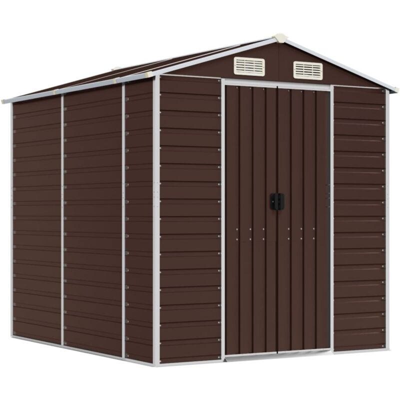 foto del prodotto casetta da giardino casetta per capanni casetta per riporre gli attrezzi casetta per esterni robusta 191 x 215 x 198 cm acciaio zincato marrone 020022269