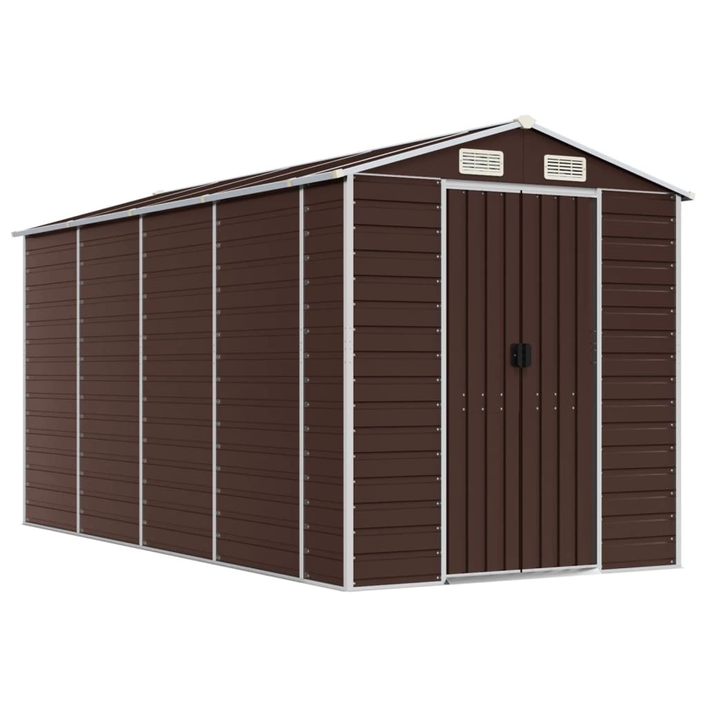 foto del prodotto casetta da giardino casetta per capanni casetta per riporre gli attrezzi casetta per esterni robusta 191 x 385 x 198 cm acciaio zincato marrone 02 0022271