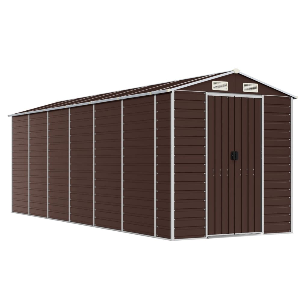 foto del prodotto casetta da giardino casetta per capanni casetta per riporre gli attrezzi casetta per esterni robusta 191 x 555 x 198 cm acciaio zincato marrone 02 0022273