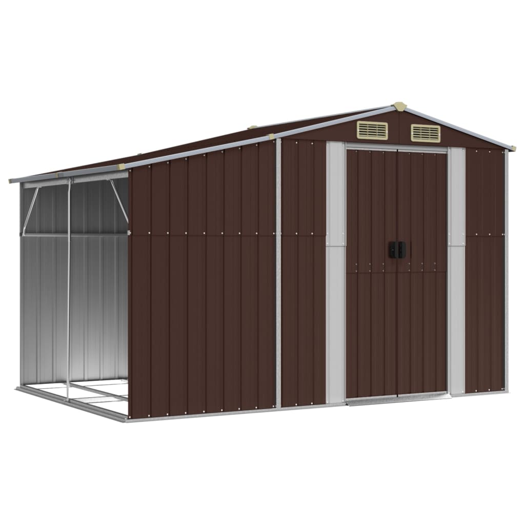 foto del prodotto casetta da giardino casetta per capanni casetta per riporre gli attrezzi casetta per esterni robusta 277 x 192,5 x 179 cm marrone acciaio zincato 02 0022283