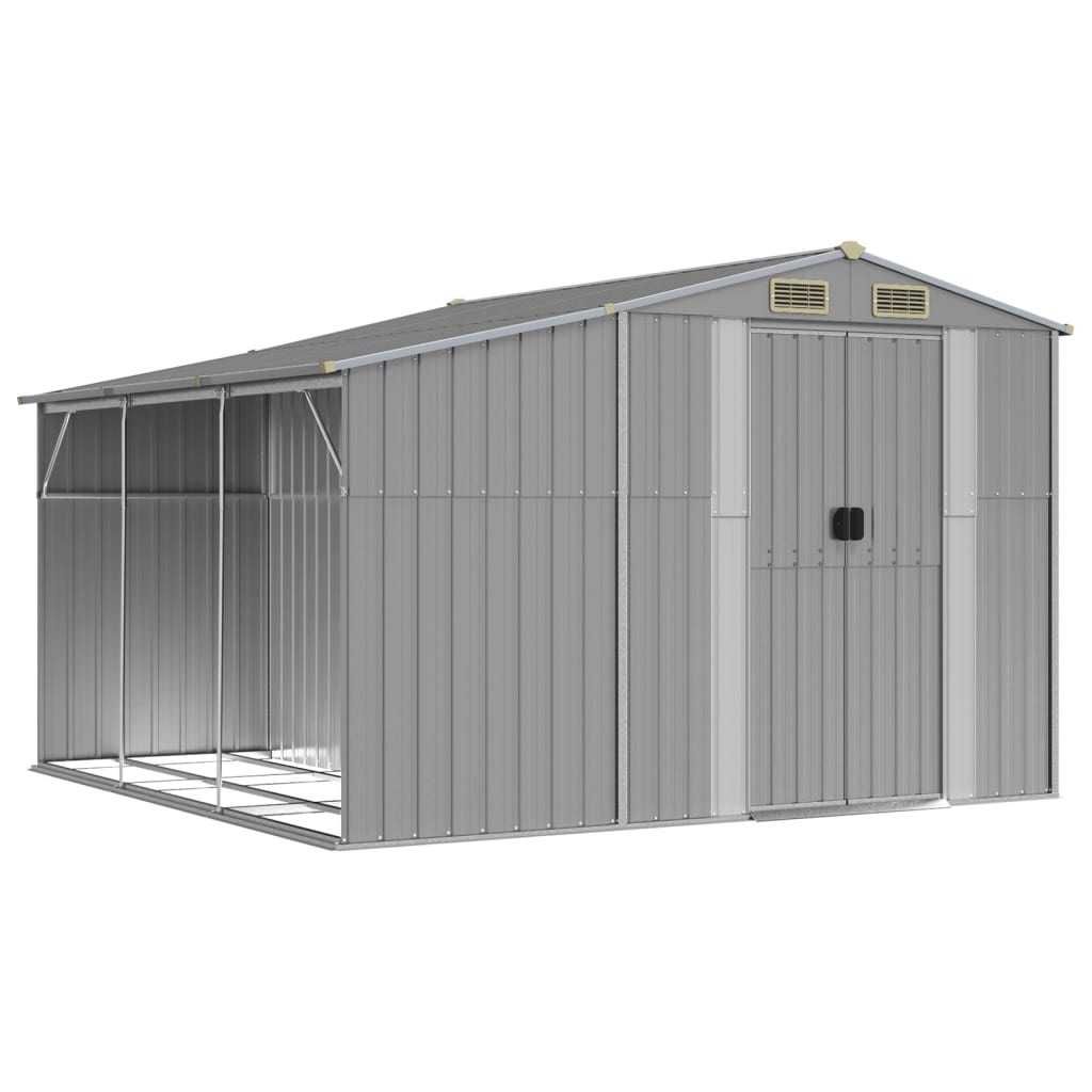 foto del prodotto casetta da giardino casetta per capanni casetta per riporre gli attrezzi casetta per esterni robusta 277 x 279 x 179 cm acciaio zincato grigio 02 0022237