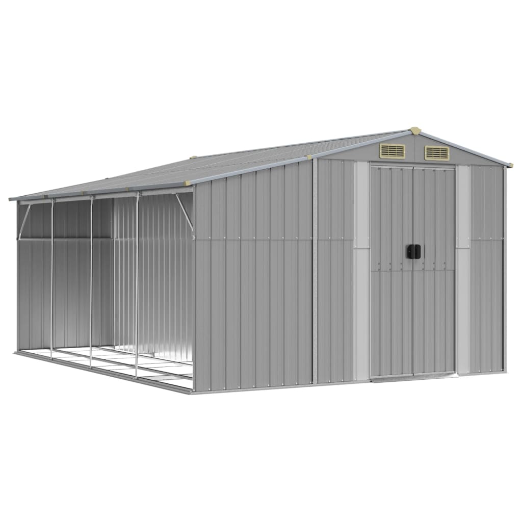 foto del prodotto casetta da giardino casetta per capanni casetta per riporre gli attrezzi casetta per esterni robusta 277 x 365,5 x 179 cm acciaio zincato grigio 02 0022238