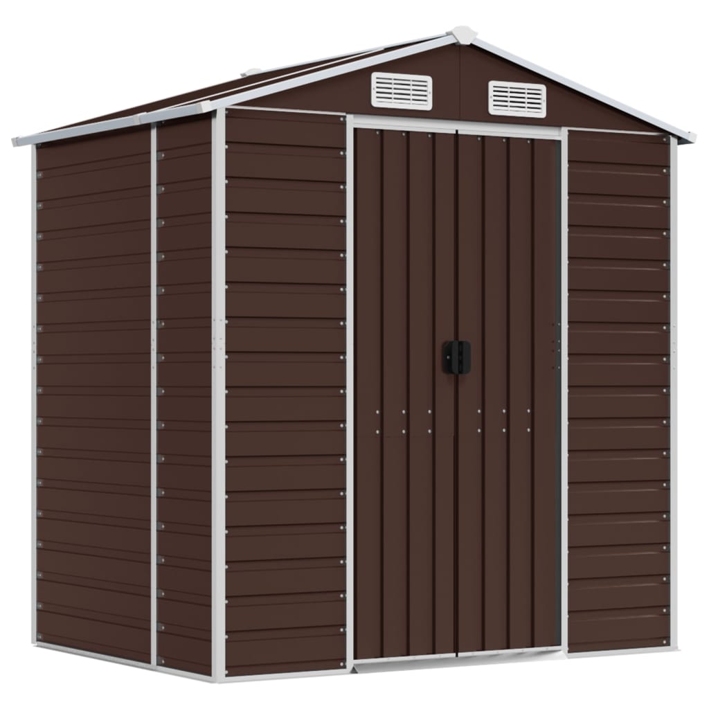 foto del prodotto casetta da giardino casetta per capanni casetta per ripostigli casetta per attrezzi da esterno robusta 191 x 130 x 198 cm acciaio zincato marrone 02 0022268