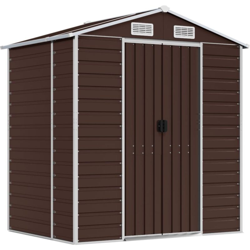 foto del prodotto casetta da giardino casetta per capanni casetta per ripostigli casetta per attrezzi da esterno robusta 191 x 130 x 198 cm acciaio zincato marrone 020022268