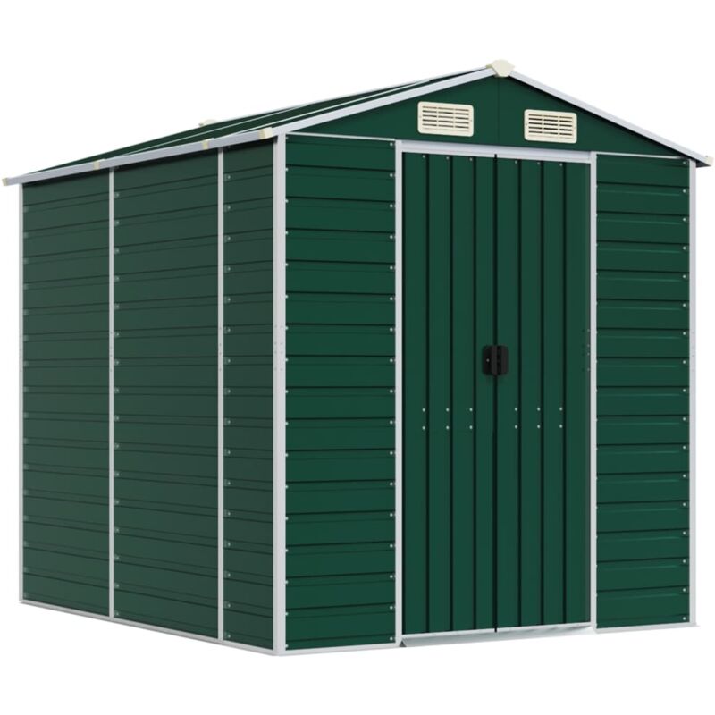 foto del prodotto casetta da giardino casetta per capanni casetta per ripostigli casetta per attrezzi da esterno robusta 191 x 215 x 198 cm acciaio zincato verde