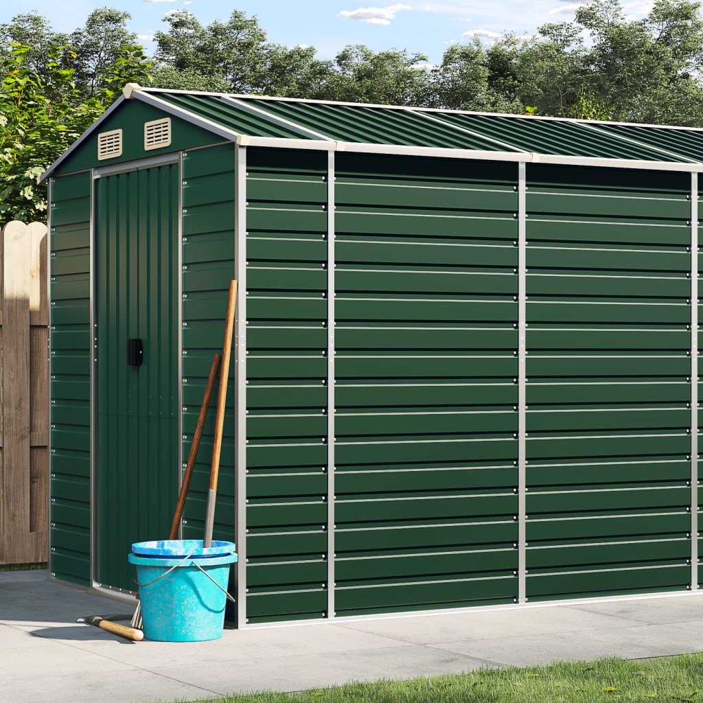 foto del prodotto casetta da giardino casetta per capanni casetta per ripostigli casetta per attrezzi da esterno robusta 191 x 725 x 198 cm acciaio zincato verde 02 0022354