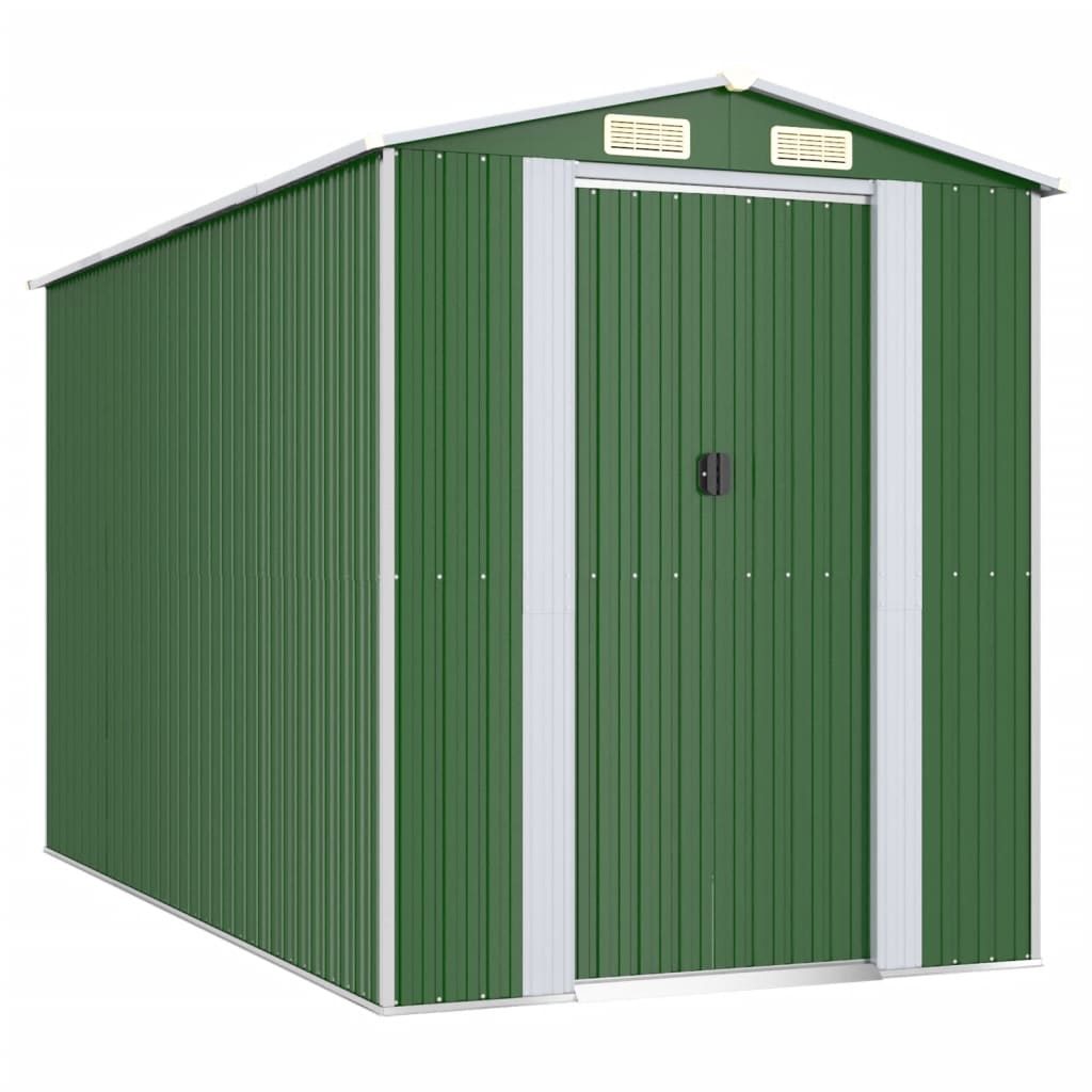 foto del prodotto casetta da giardino casetta per capanni casetta per ripostigli casetta per attrezzi da esterno robusta 192 x 357 x 223 cm acciaio zincato verde 02 0022363