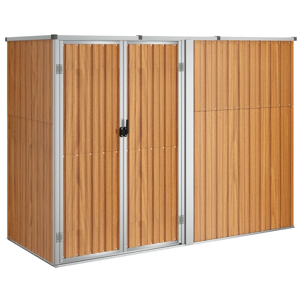 foto del prodotto casetta da giardino casetta per capanni casetta per ripostigli casetta per attrezzi da esterno robusta 225 x 89 x 161 cm acciaio zincato marrone 02 0022422