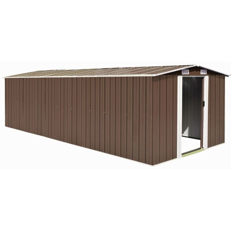 foto del prodotto casetta da giardino casetta per capanni casetta per ripostigli casetta per attrezzi da esterno robusta 257 x 580 x 181 cm marrone metallo 020022176