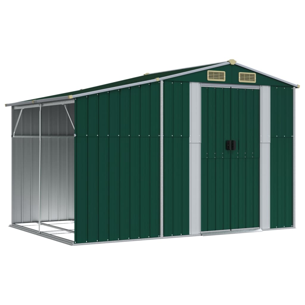 foto del prodotto casetta da giardino casetta per capanni casetta per ripostigli casetta per attrezzi da esterno robusta 277 x 192,5 x 179 cm acciaio zincato verde 02 0022376
