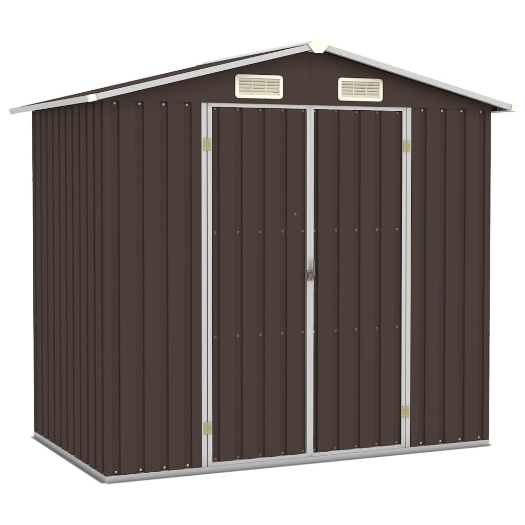 foto del prodotto casetta da giardino casetta per capanni casetta per ripostigli casetta per esterni casetta per attrezzi robusta 205 x 129 x 183 cm marrone acciaio zincato 02 0022280