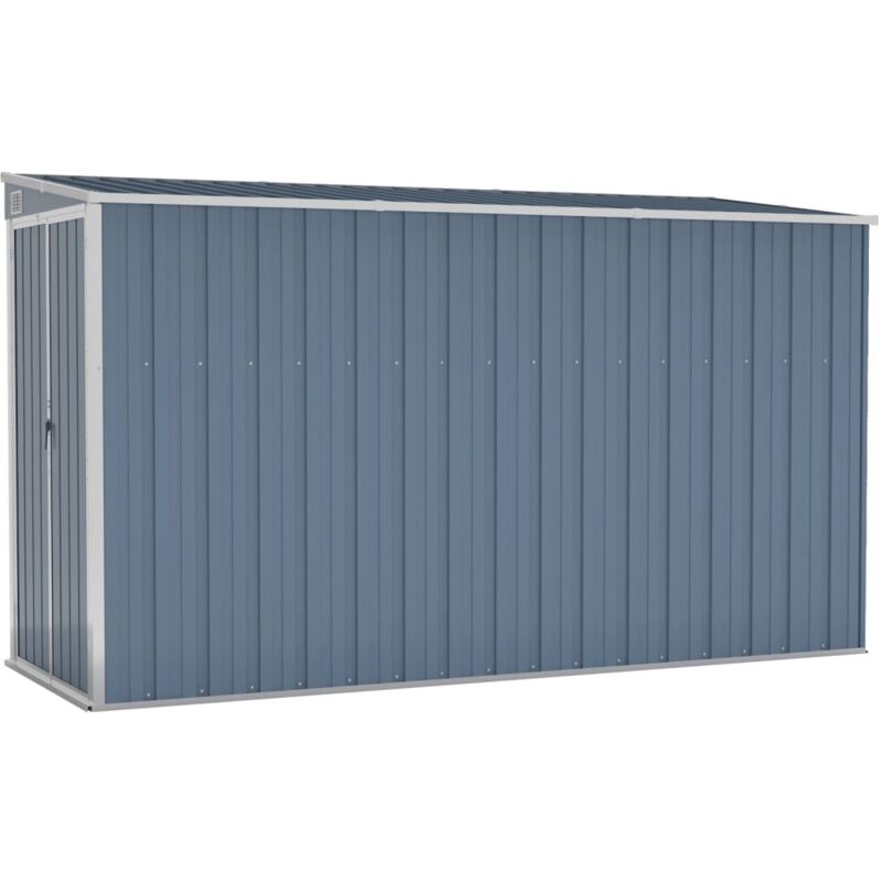 foto del prodotto casetta da giardino casetta per capanni casetta per ripostigli casetta per esterni casetta per attrezzi robusta da parete 118 x 288 x 178 cm acciaio zincato grigio 02 0022333
