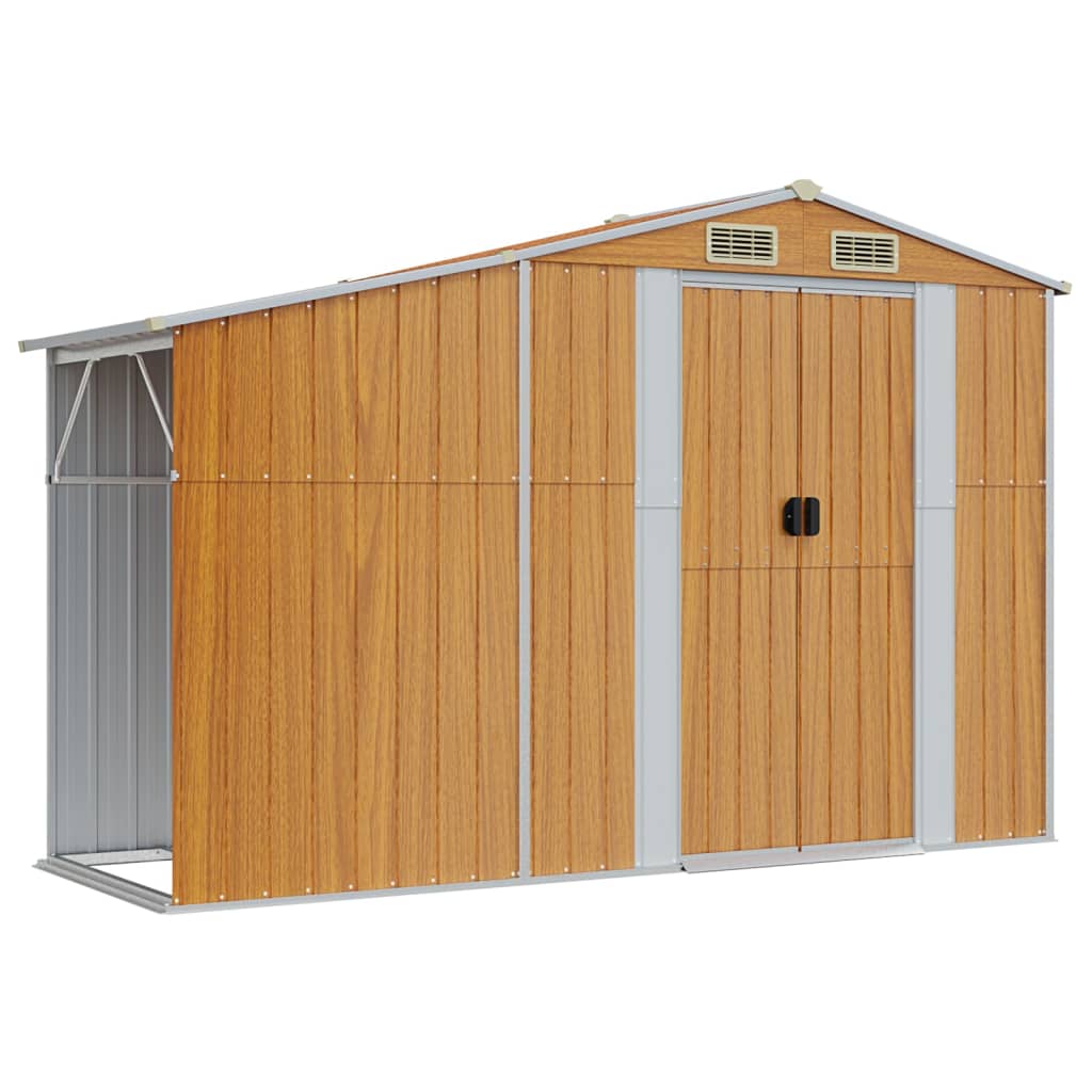 foto del prodotto casetta da giardino casetta ripostiglio casetta da esterno casetta per attrezzi robusta 277 x 93 x 179 cm marrone acciaio zincato 02 0022286