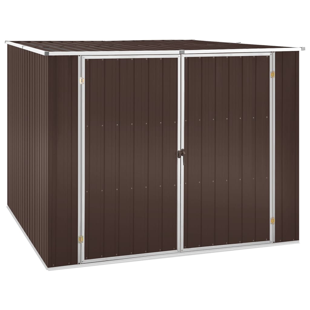 foto del prodotto casetta da giardino casetta ripostiglio casetta da esterno casetta per attrezzi robusta marrone 195 x 198 x 159 cm marrone acciaio zincato 02 0022327