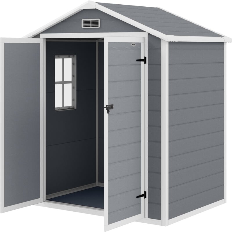 foto del prodotto casetta da giardino con finestra e doppia porta 183x134x210 cm grigio outsunny
