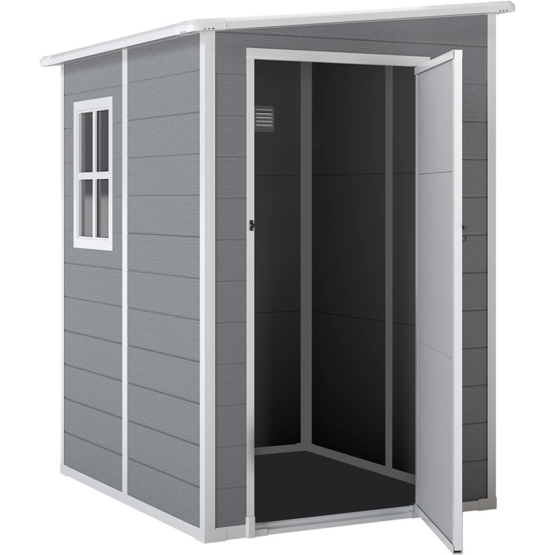 foto del prodotto casetta da giardino con finestra e doppia porta in alluminio pp grigio outsunny