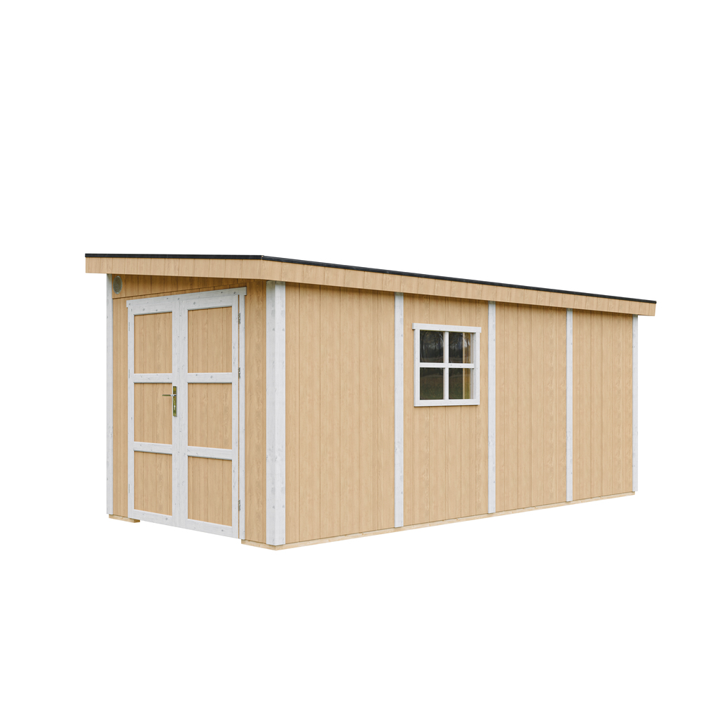 foto del prodotto casetta da giardino di qualit premium 11,47 m - h231x248x530 cm - senza pavimento e parete laterale - timbela m940b-harvest honey