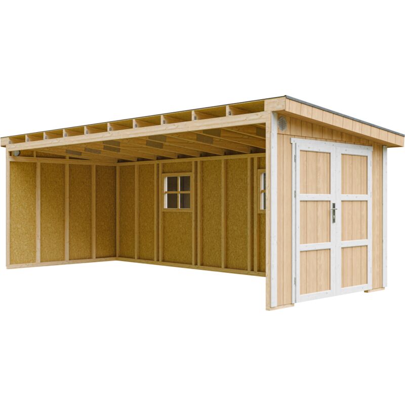 foto del prodotto casetta da giardino di qualit premium 14,3 m h231x248x648 cm costruzione in pannelli lp smartside senza pavimento e parete laterale timbela
