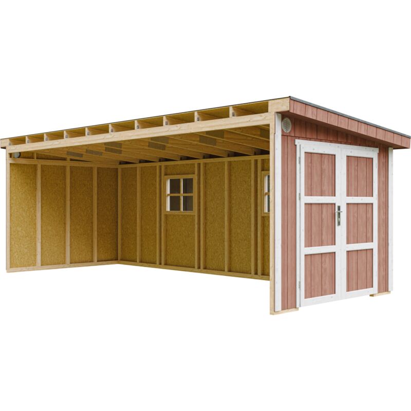 foto del prodotto casetta da giardino di qualit premium 14,3 m h231x248x648 cm costruzione in pannelli lp smartside senza pavimento e parete laterale timbela