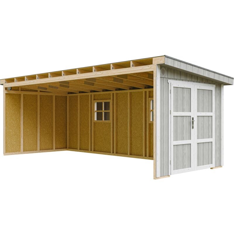foto del prodotto casetta da giardino di qualit premium 14,3 m h231x248x648 cm costruzione in pannelli lp smartside senza pavimento e parete laterale timbela