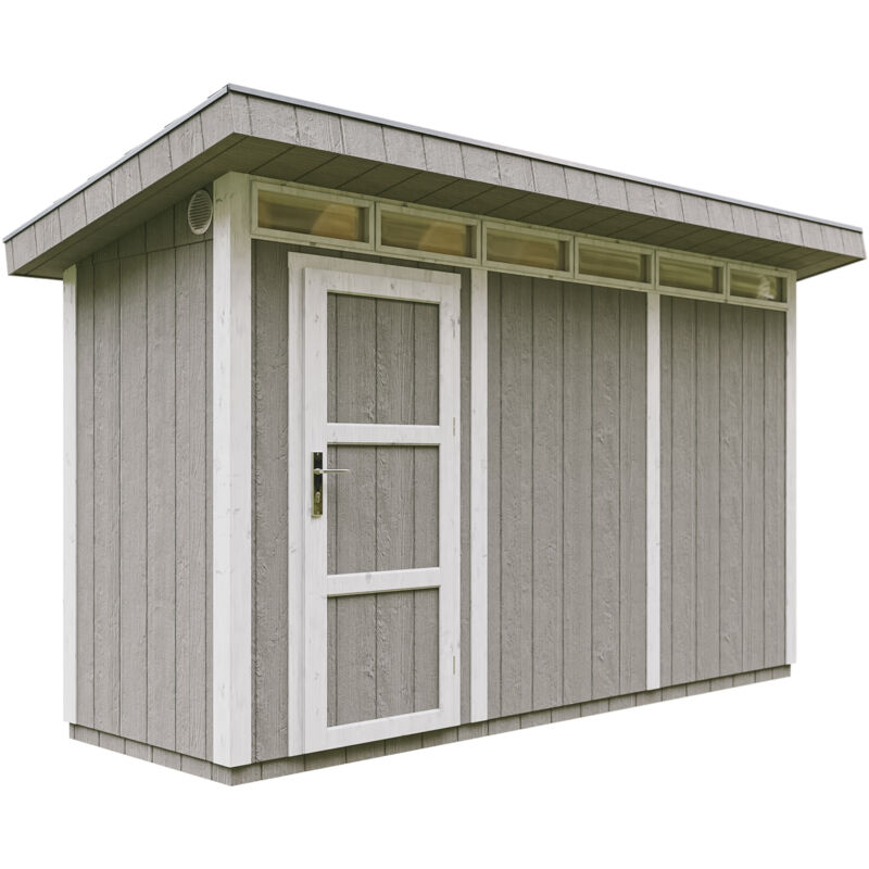 foto del prodotto casetta da giardino di qualit premium 4,3m l161xw411cm con pavimento, tegole bituminose,set di vernici costruzione con pannelli lp smartside