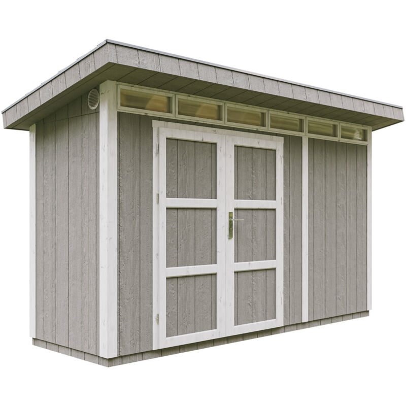 foto del prodotto casetta da giardino di qualit premium 4,3m l161xw411cm con pavimento, tegole bituminose,set di vernici costruzione con pannelli lp smartside