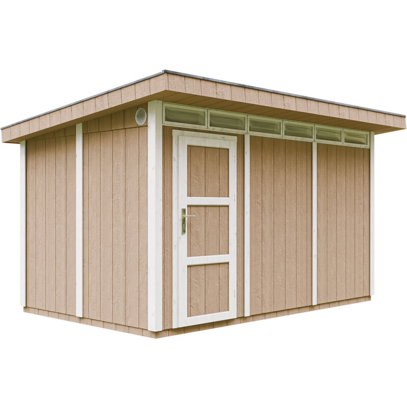 foto del prodotto casetta da giardino di qualit premium 8,7m l412xw279cm con pavimento, tegole bituminose,set di vernici costruzione con pannelli lp smartside