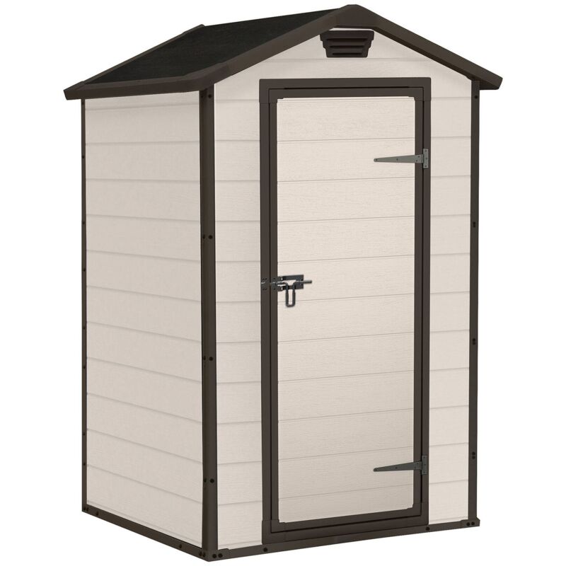 foto del prodotto casetta da giardino galliate, capanno da esterno, rimessa da giardino, ripostiglio per attrezzi, 129x103 h196 cm, beige dmora