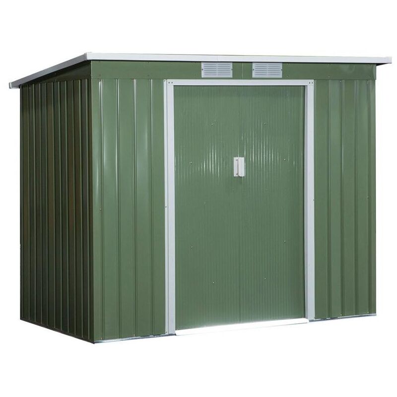 foto del prodotto casetta da giardino in acciaio con doppia porta 213x130x173 cm verde
