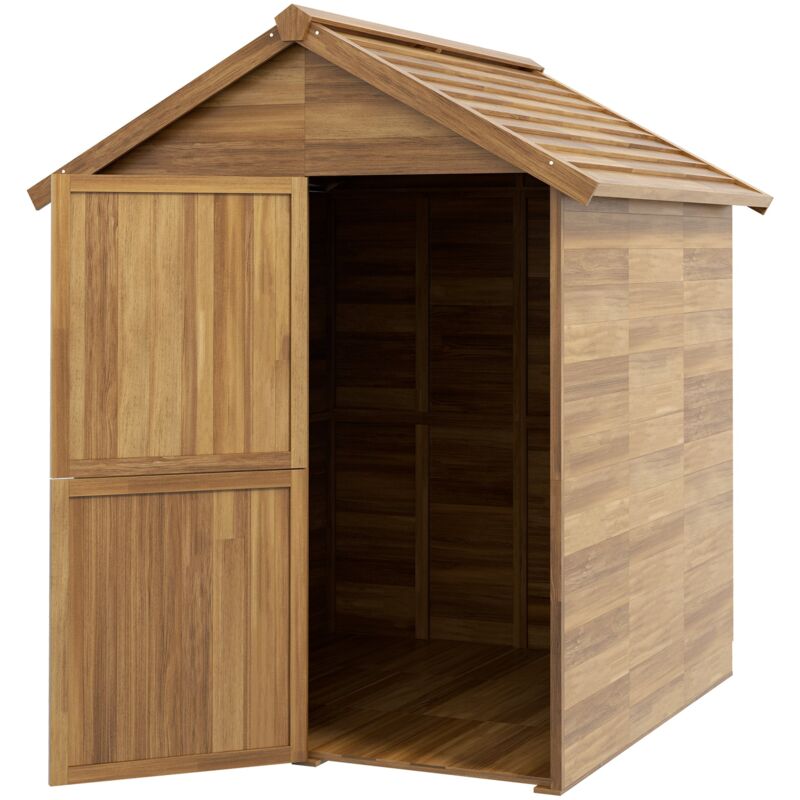 foto del prodotto casetta da giardino in legno 1.8x2m con porta doppia finestra e base inclusa colore legno