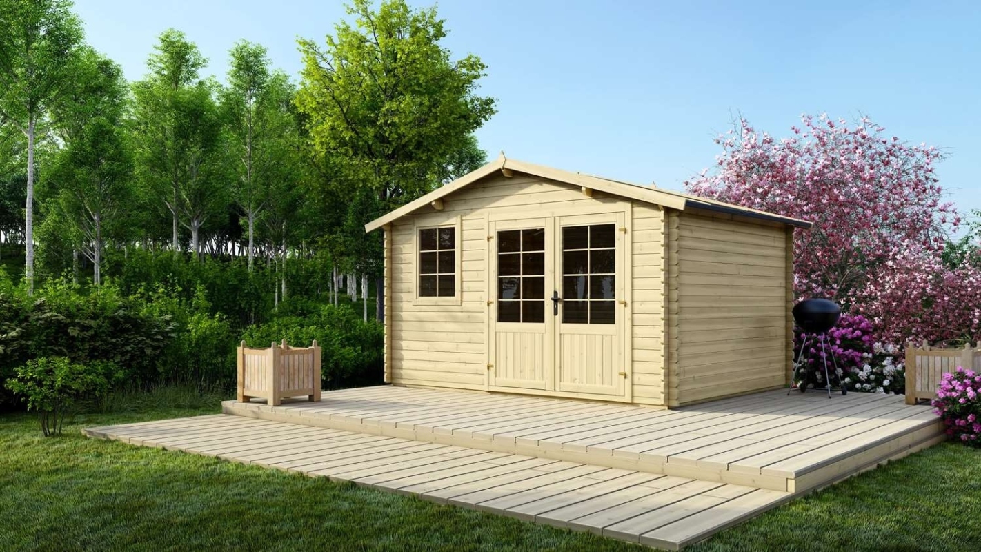 foto del prodotto casetta da giardino in legno 11.70m2 3.90x3.00m 34mm colore naturale dom561 altanka