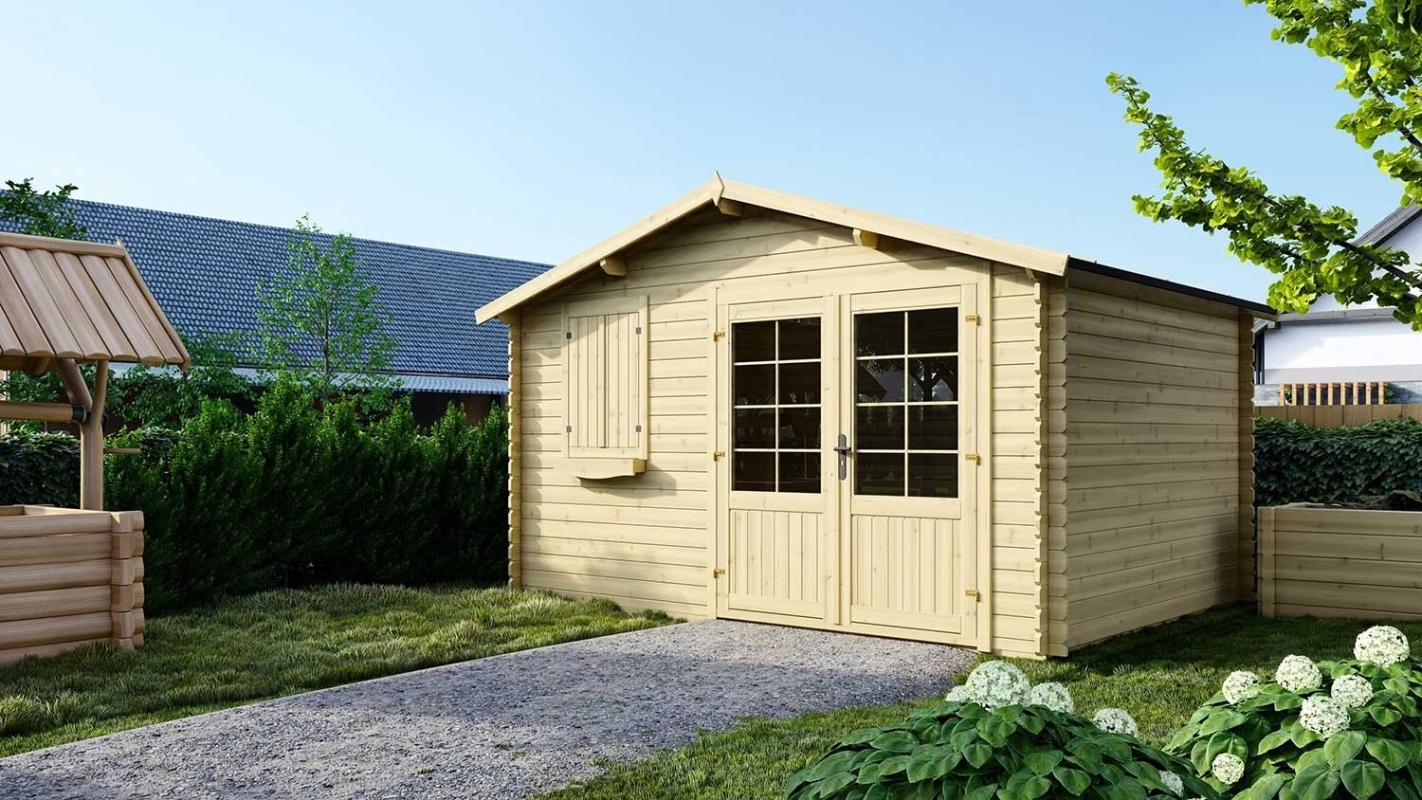 foto del prodotto casetta da giardino in legno 12.00m2 4.00x3.00m 28mm colore naturale dom124 altanka