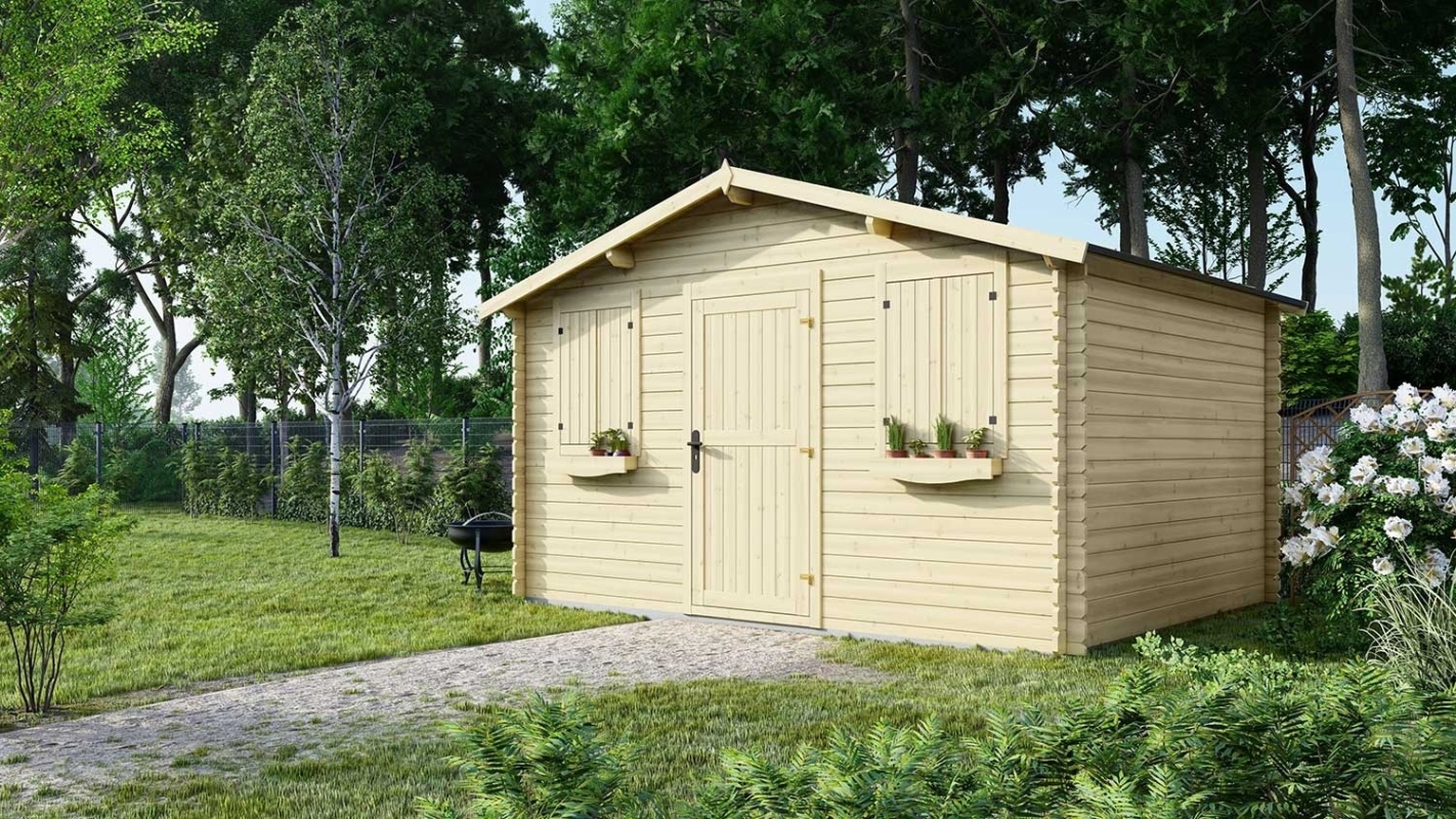 foto del prodotto casetta da giardino in legno 12.00m2 4.00x3.00m 28mm colore naturale dom337 altanka