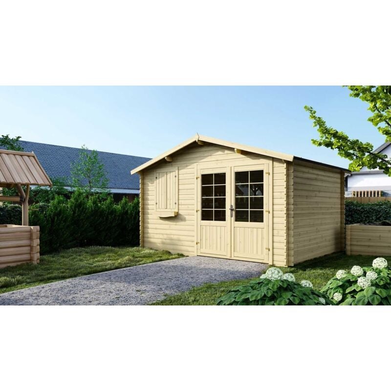 foto del prodotto casetta da giardino in legno 12m2 4x3m 28mm colore naturale dom124
